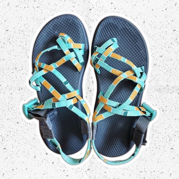 Chaco Aqua and Orange Zx2 Classic Womens Sandals Sz 8 Katydid Comfort Sandal - Picture 1 of 9